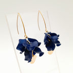 Petal Cluster Drop Earrings - Navy