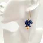 Petal Cluster Drop Earrings - Navy