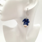 Petal Cluster Drop Earrings - Navy