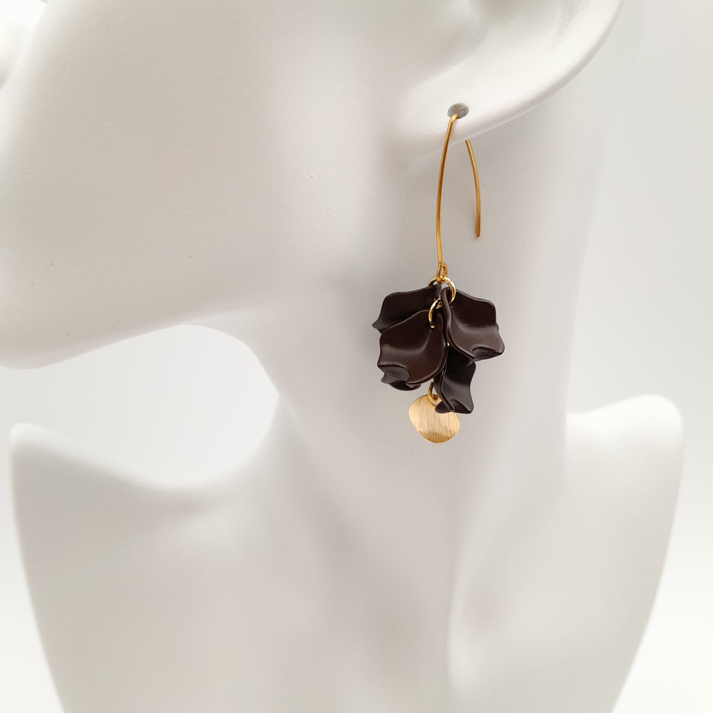 Petal Cluster Drop Earrings - Chocolate
