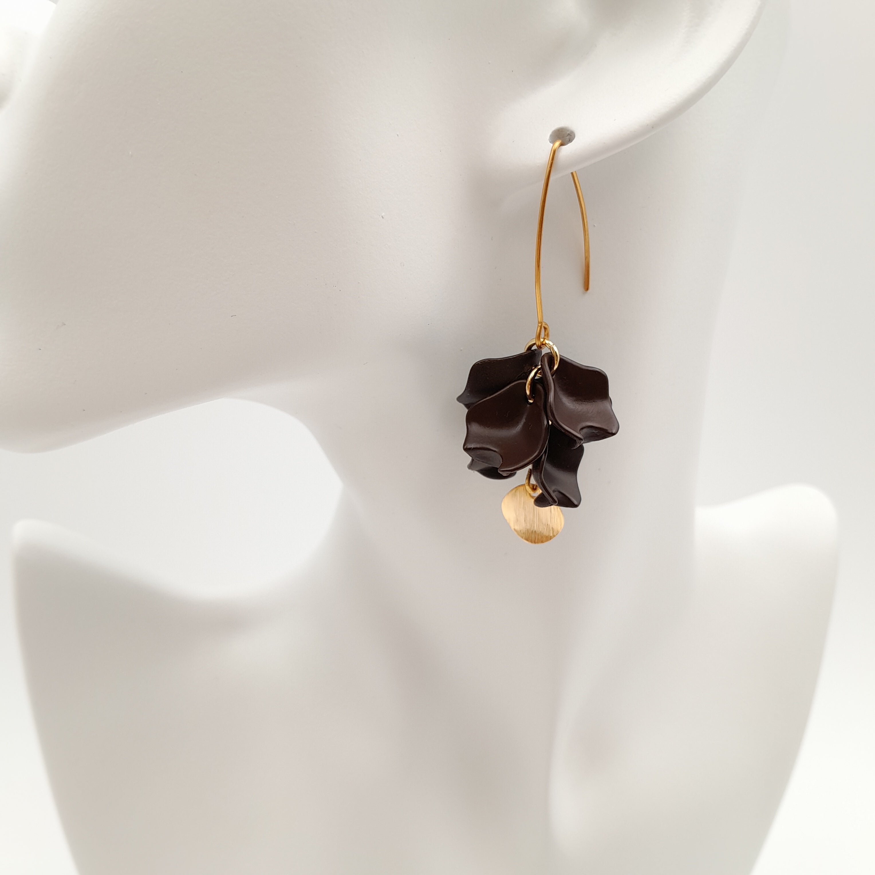 Petal Cluster Drop Earrings - Chocolate