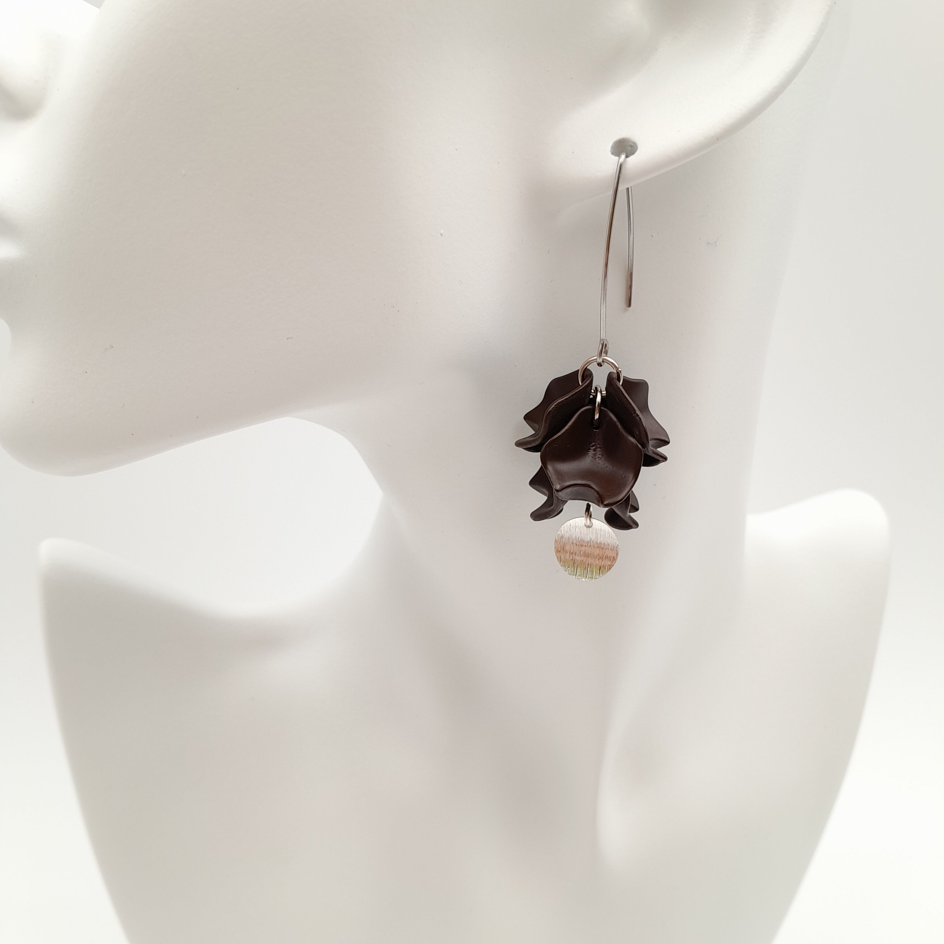Petal Cluster Drop Earrings - Chocolate