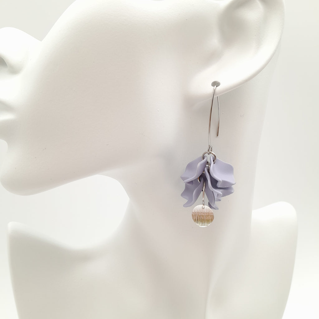 Petal Cluster Drop Earrings - Lavender