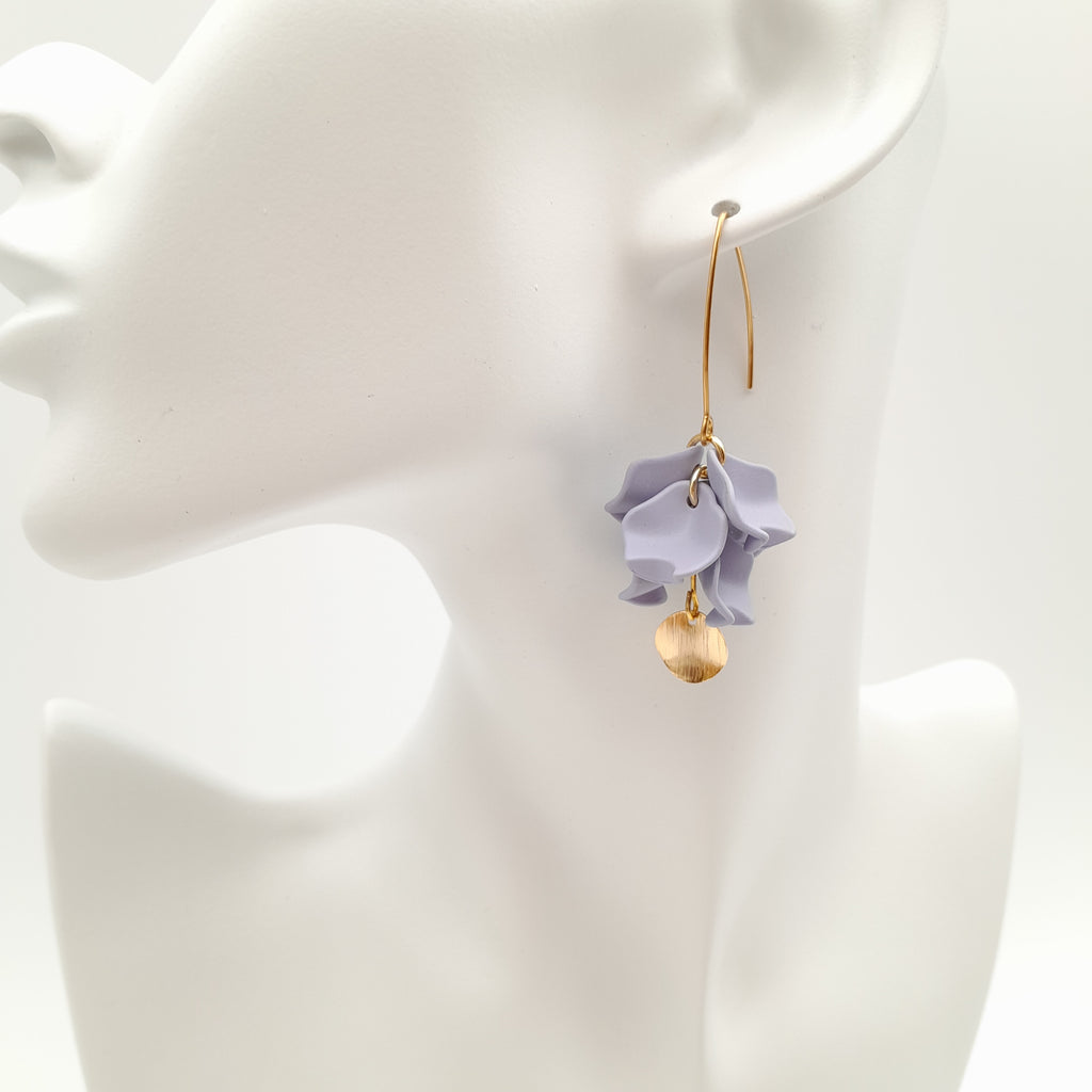 Petal Cluster Drop Earrings - Lavender