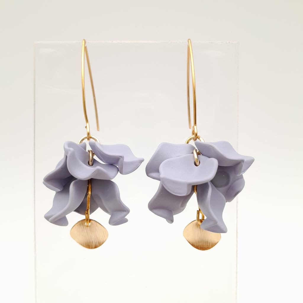 Petal Cluster Drop Earrings - Lavender