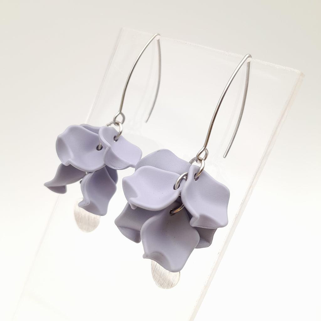 Petal Cluster Drop Earrings - Lavender