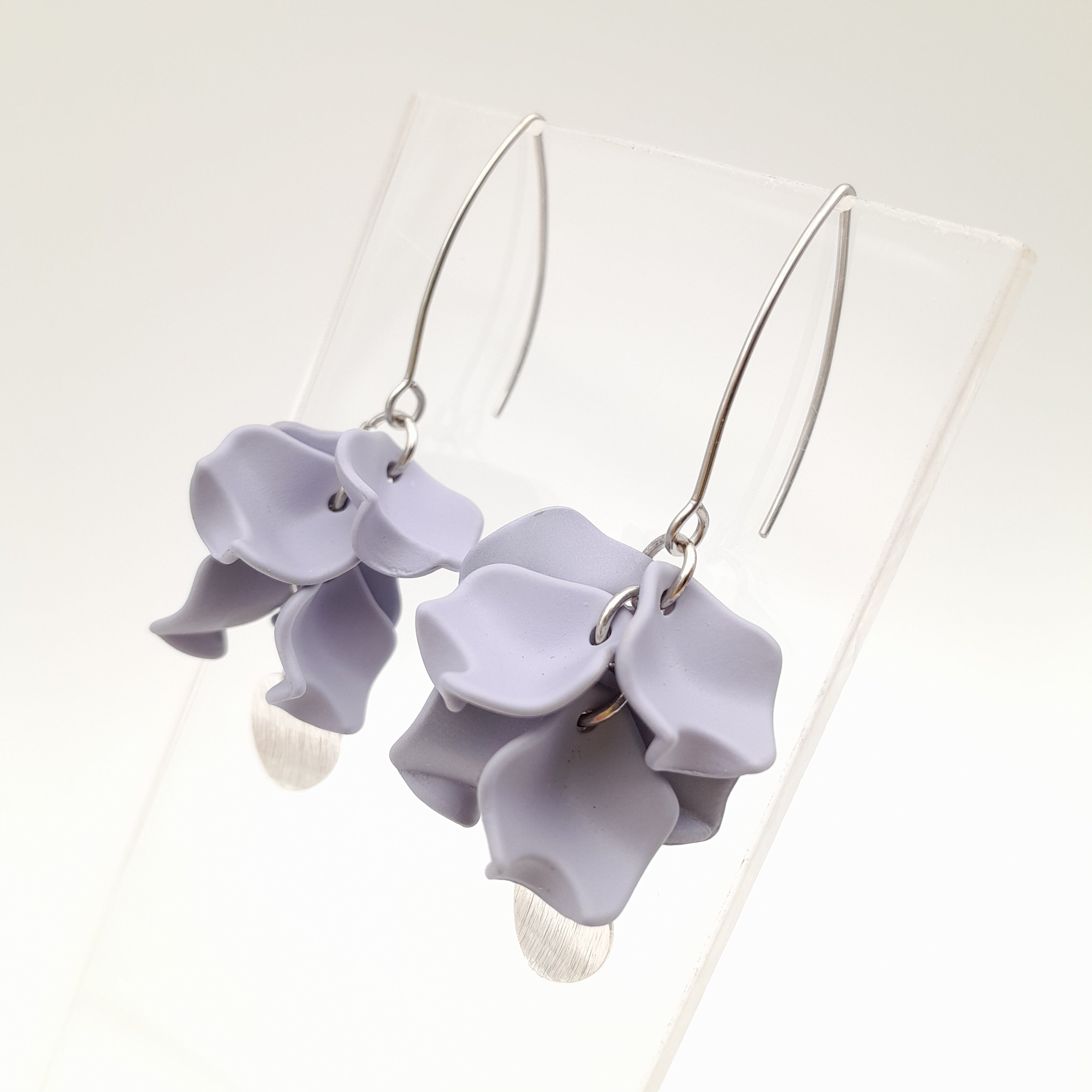 Petal Cluster Drop Earrings - Lavender