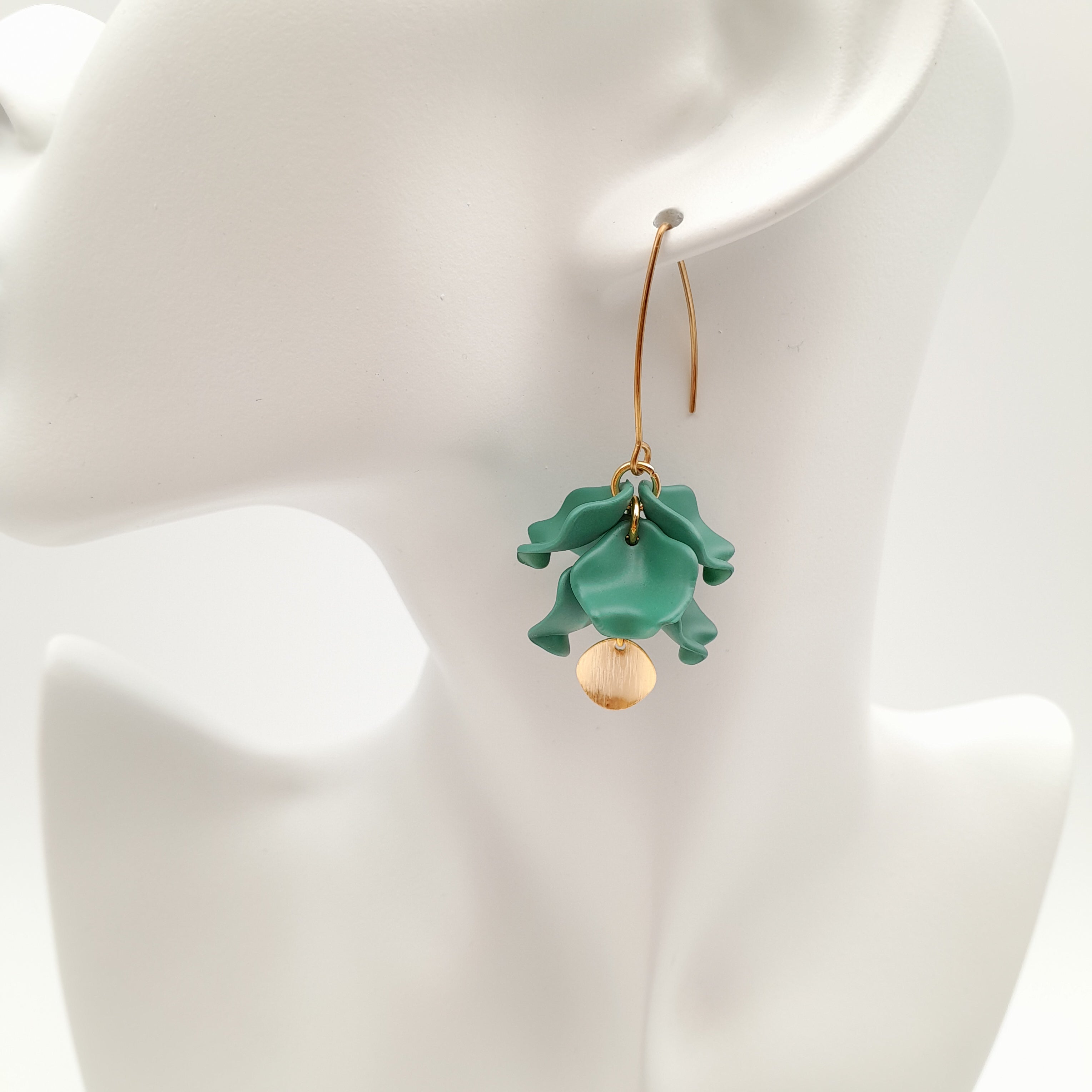 Petal Cluster Drop Earrings - Dark Sage