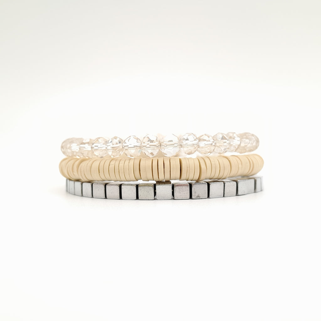 Marzipan Rani Coil Bracelet in Stone, available in gold or silver