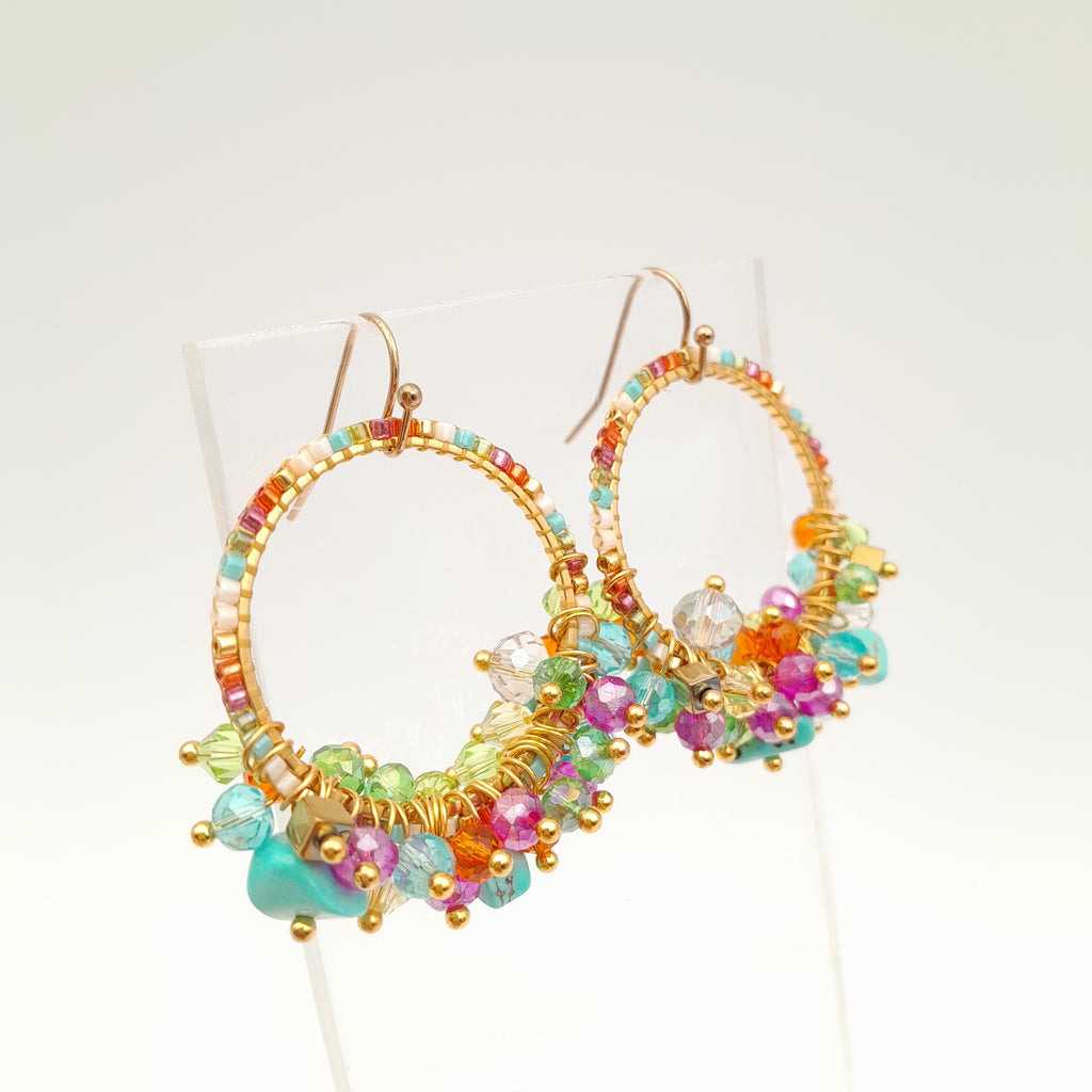 Miyuki Hoop Crystal Earrings - Viva La Marzipan