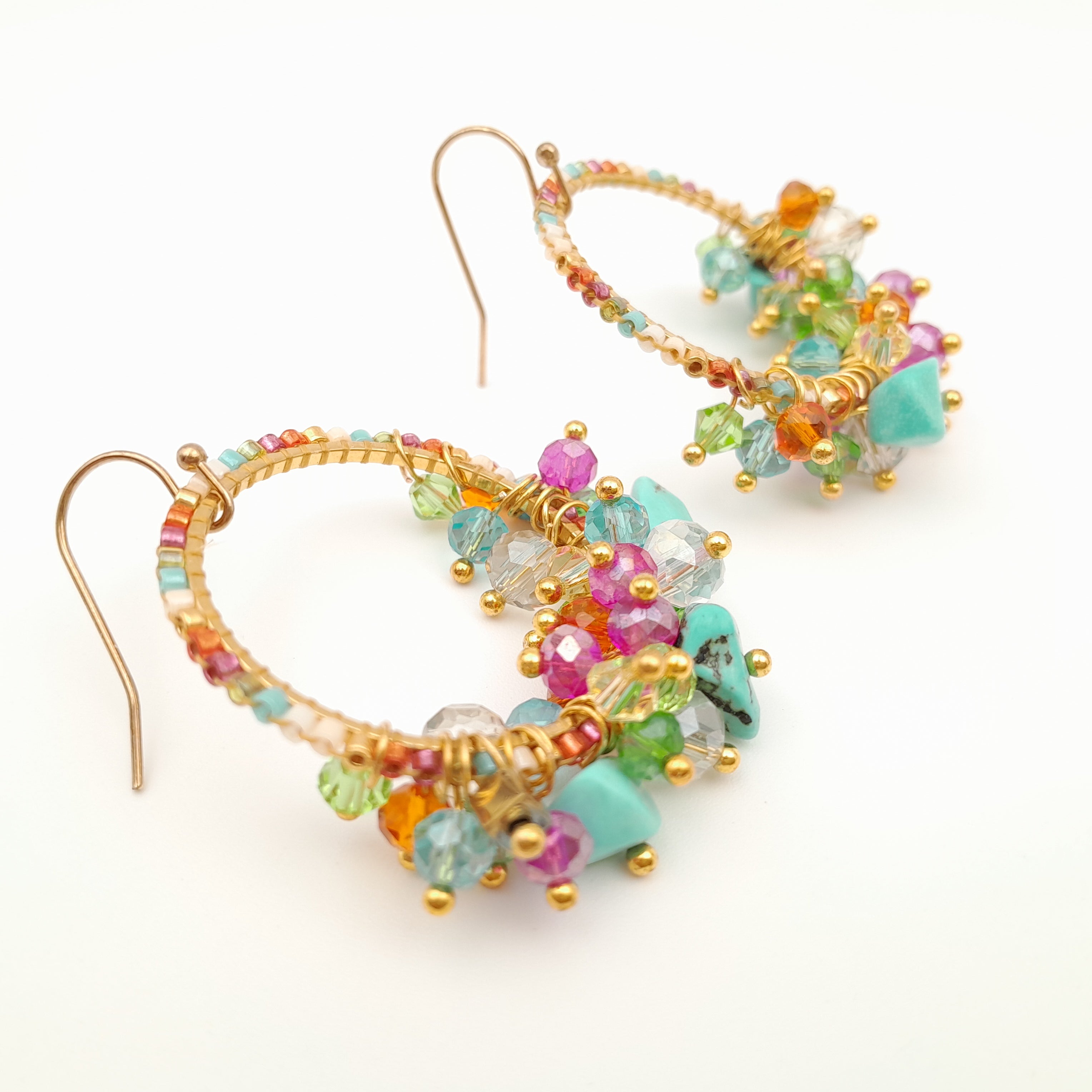 Miyuki Hoop Crystal Earrings - Viva La Marzipan