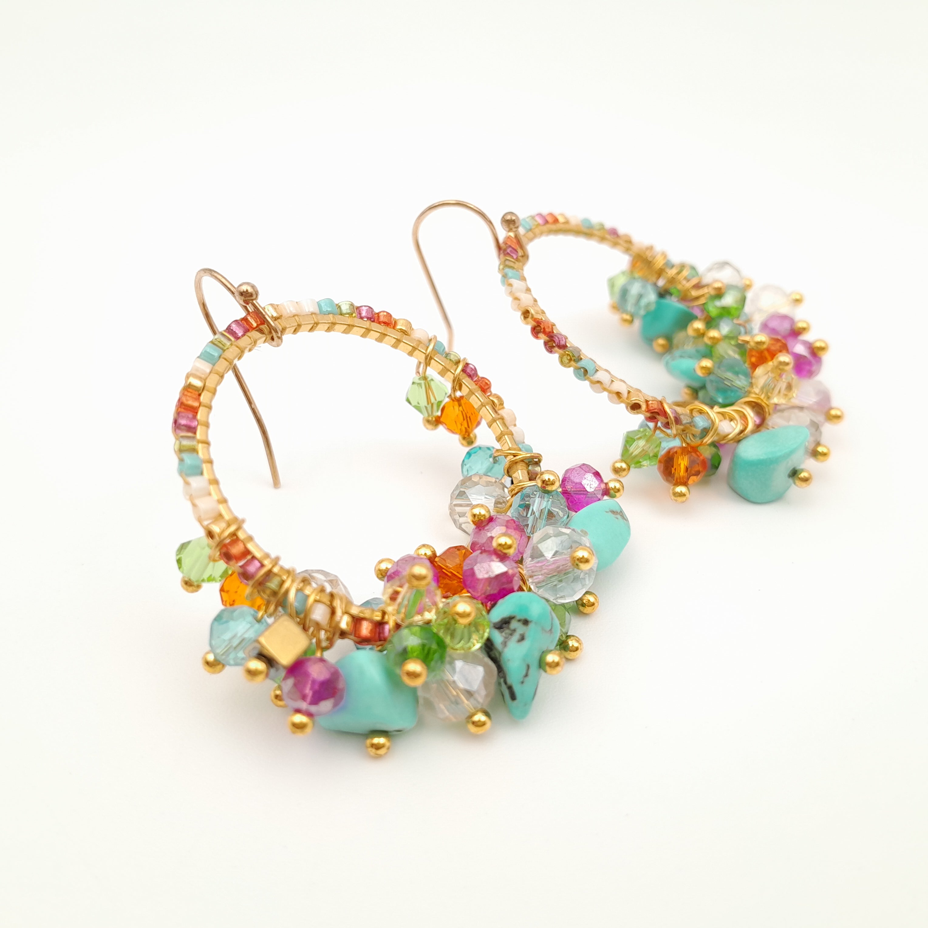 Miyuki Hoop Crystal Earrings - Viva La Marzipan