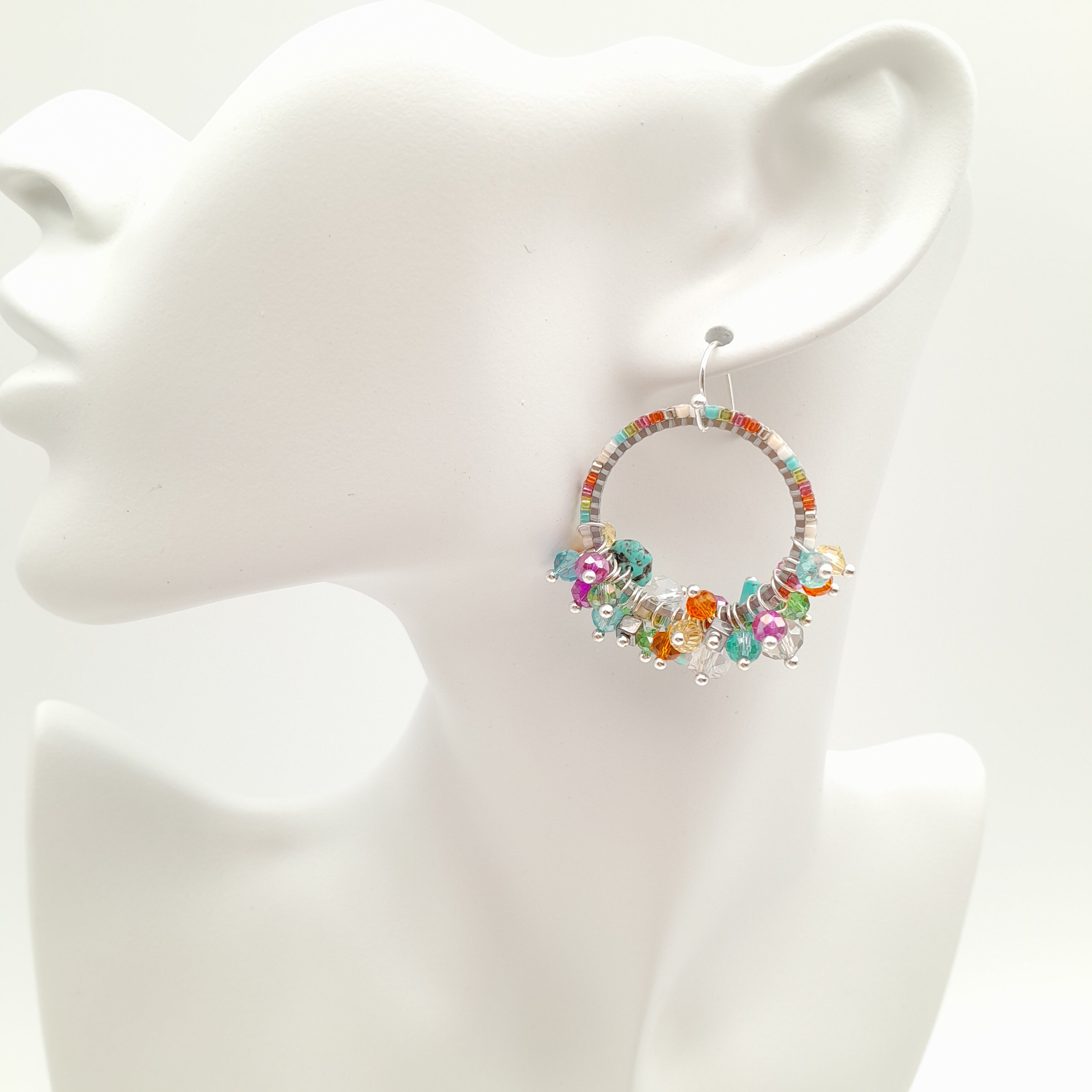 Miyuki Hoop Crystal Earrings - Viva La Marzipan