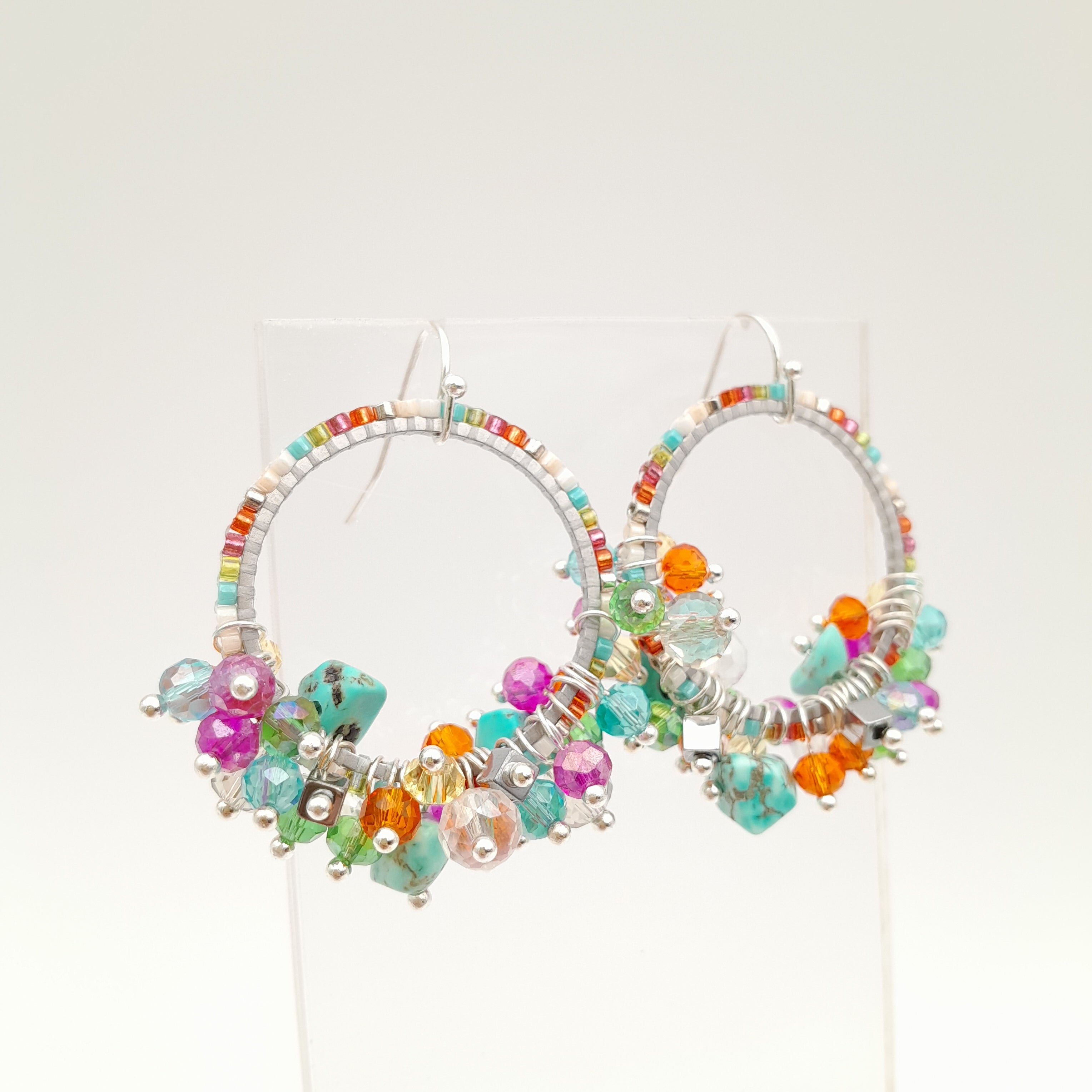 Miyuki Hoop Crystal Earrings - Viva La Marzipan