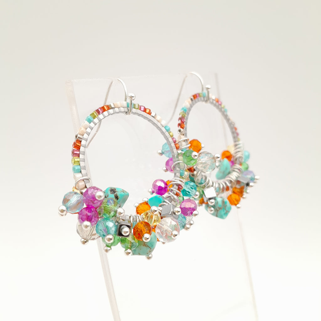 Miyuki Hoop Crystal Earrings - Viva La Marzipan