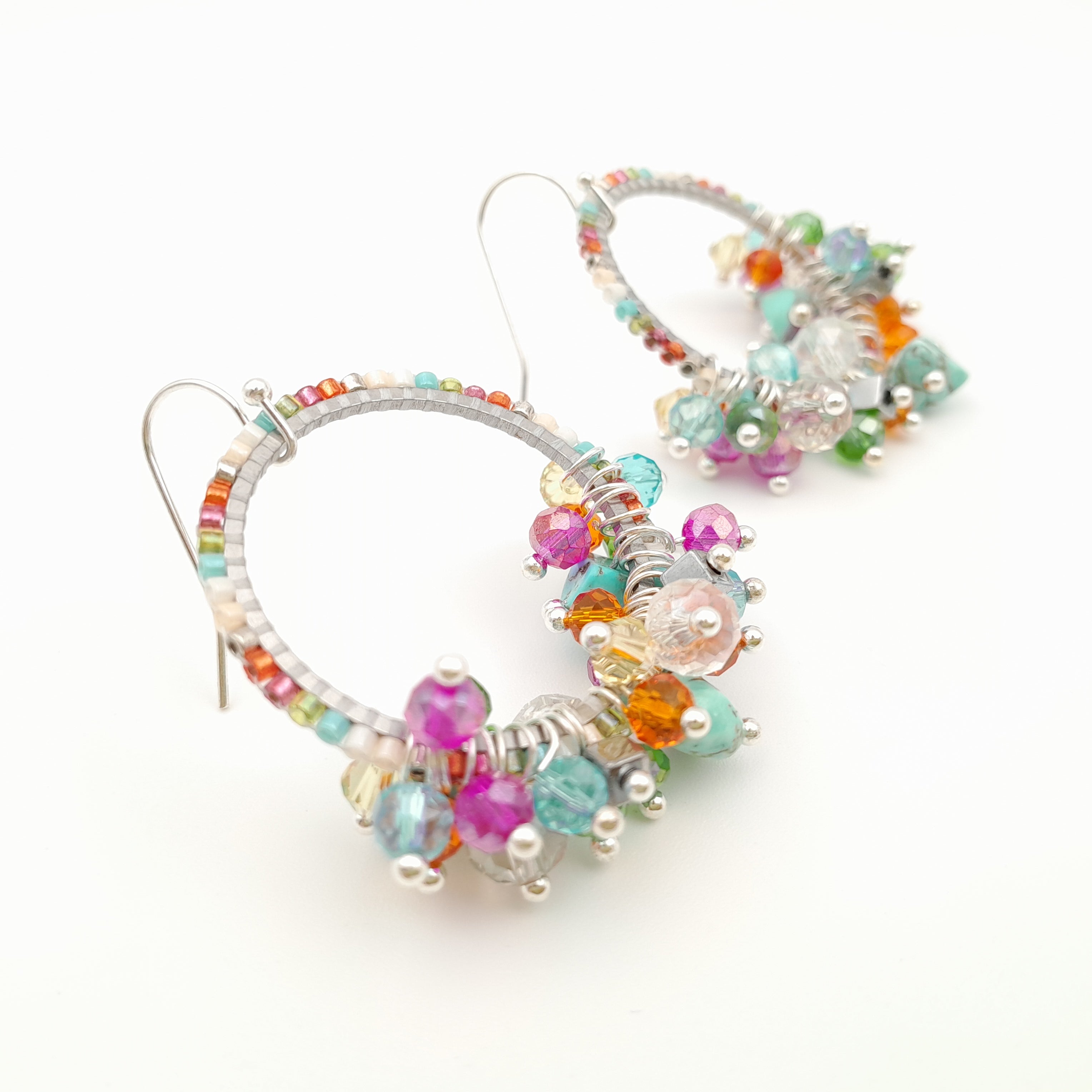 Miyuki Hoop Crystal Earrings - Viva La Marzipan