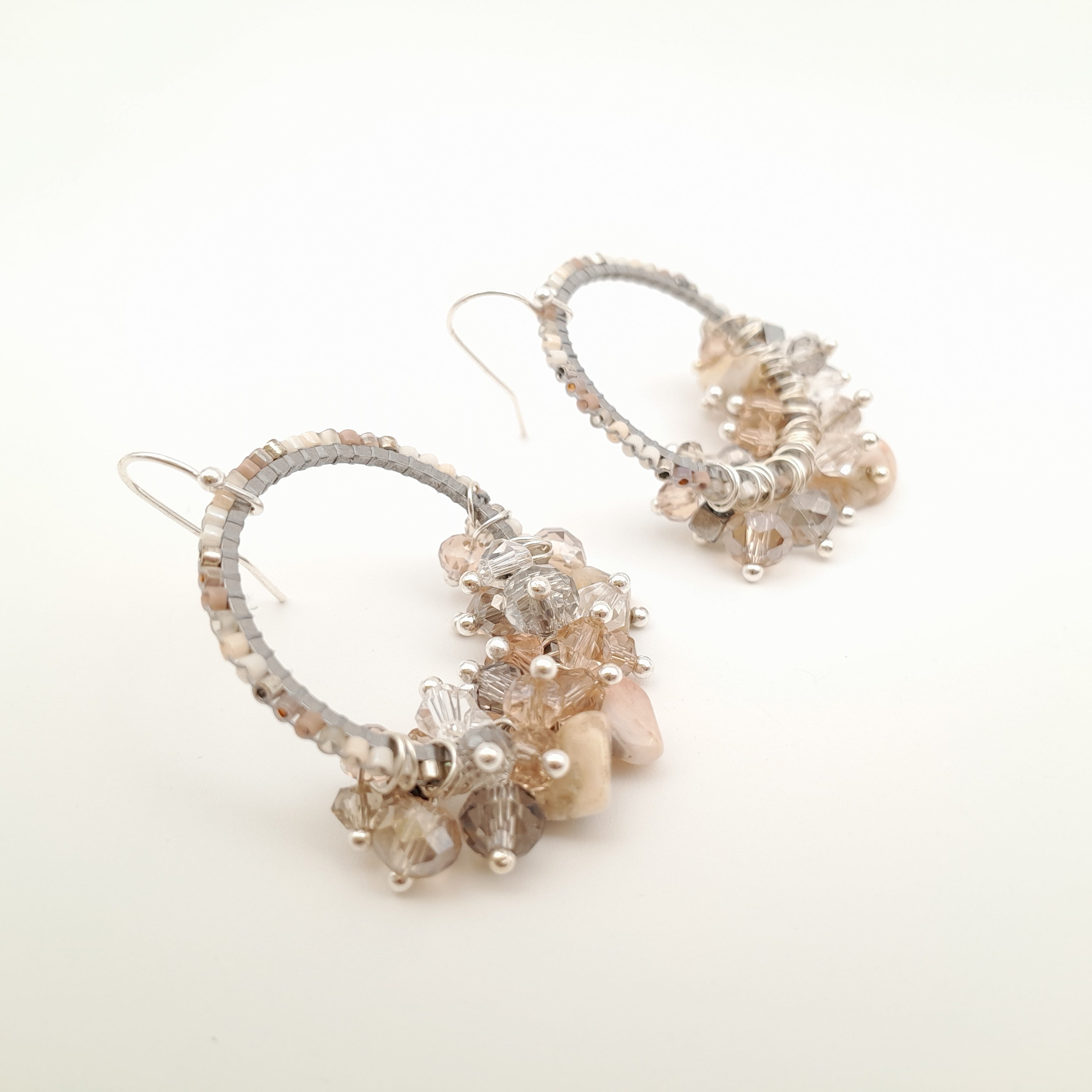 Miyuki Hoop Crystal Earrings - Champagne