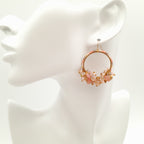 Miyuki Hoop Crystal Earrings - Salmon