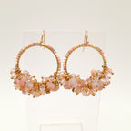 Miyuki Hoop Crystal Earrings - Salmon