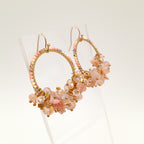 Miyuki Hoop Crystal Earrings - Salmon