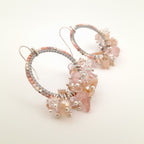 Miyuki Hoop Crystal Earrings - Salmon