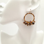 Miyuki Hoop Crystal Earrings - Brown