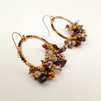Miyuki Hoop Crystal Earrings - Brown