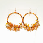 Miyuki Hoop Crystal Earrings - Orange