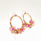 Miyuki Hoop Crystal Earrings - Hot Pink