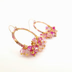 Miyuki Hoop Crystal Earrings - Hot Pink