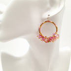 Miyuki Hoop Crystal Earrings - Hot Pink