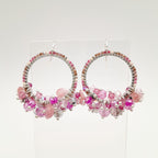 Miyuki Hoop Crystal Earrings - Hot Pink