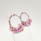 Miyuki Hoop Crystal Earrings - Hot Pink