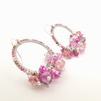 Miyuki Hoop Crystal Earrings - Hot Pink
