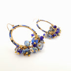 Miyuki Hoop Crystal Earrings - Navy