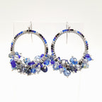 Miyuki Hoop Crystal Earrings - Navy