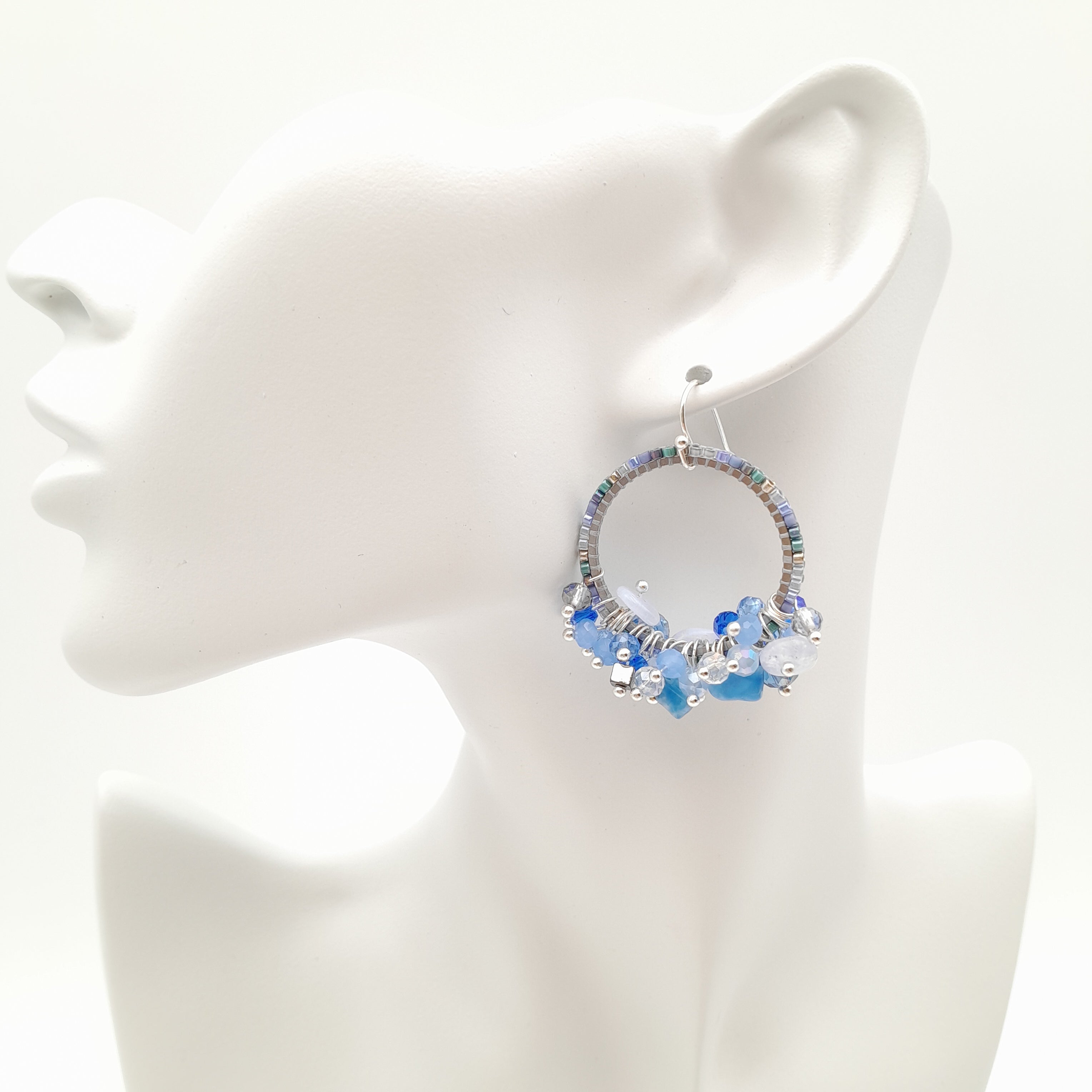 Miyuki Hoop Crystal Earrings - Lavender