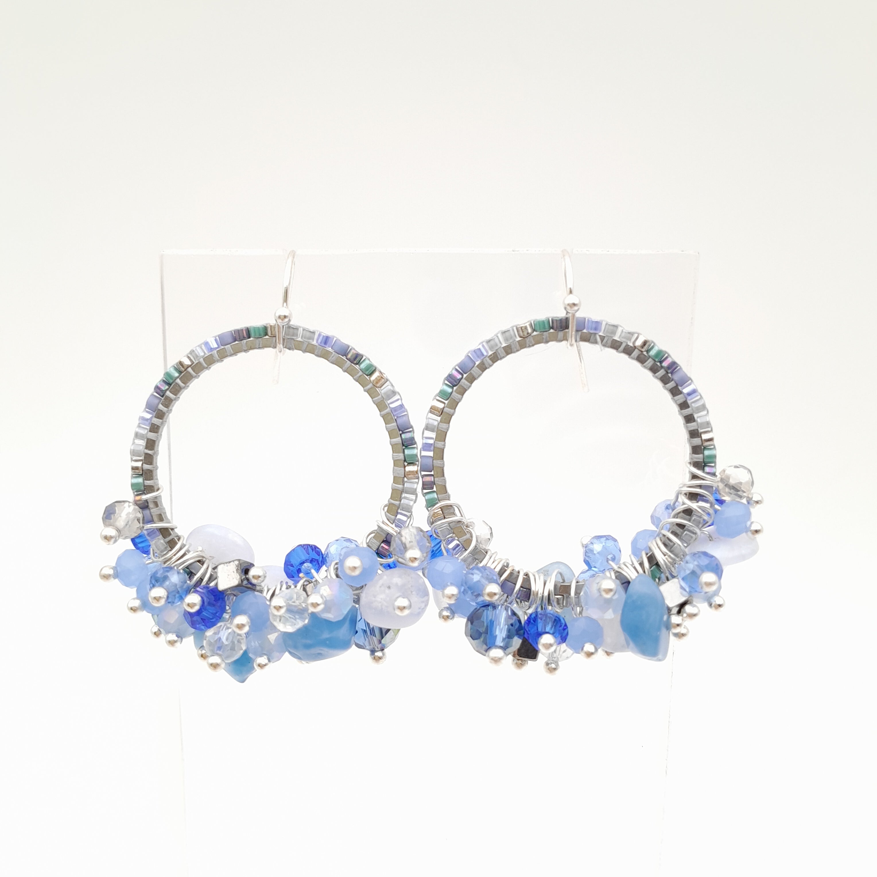 Miyuki Hoop Crystal Earrings - Lavender