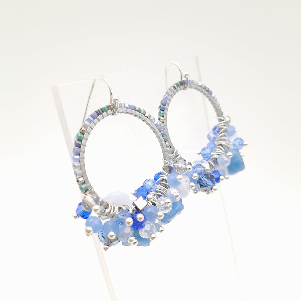 Miyuki Hoop Crystal Earrings - Lavender