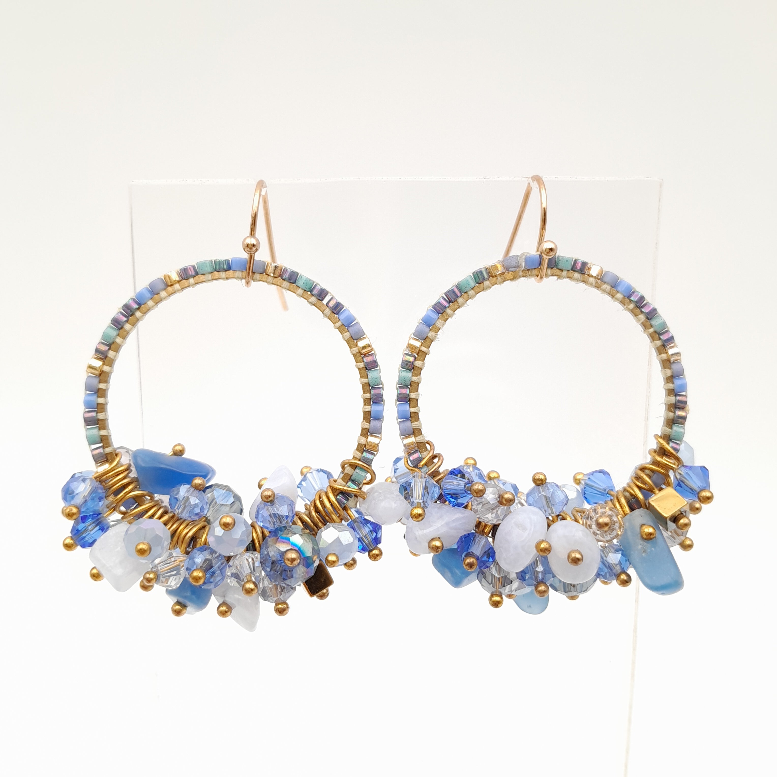 Miyuki Hoop Crystal Earrings - Lavender