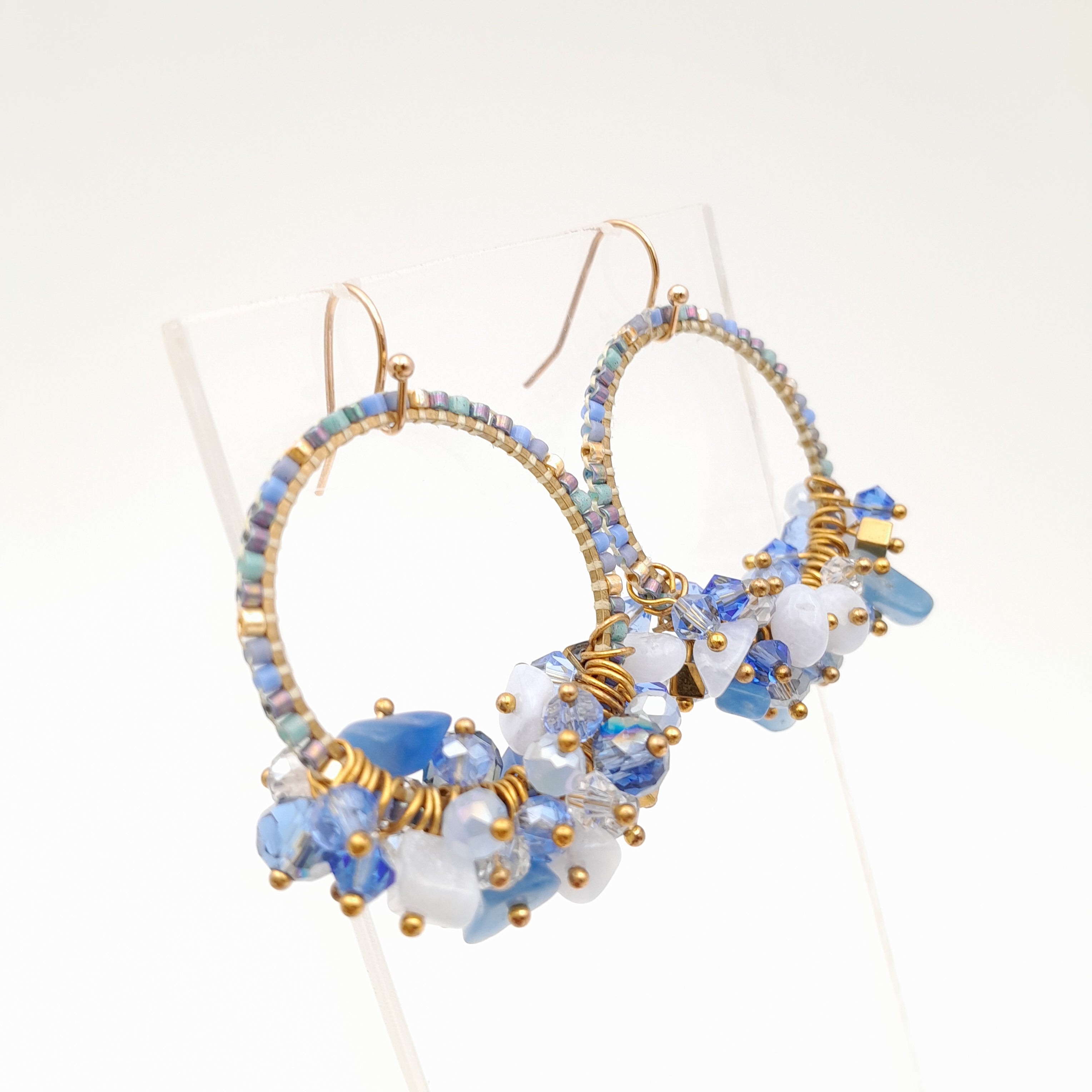 Miyuki Hoop Crystal Earrings - Lavender