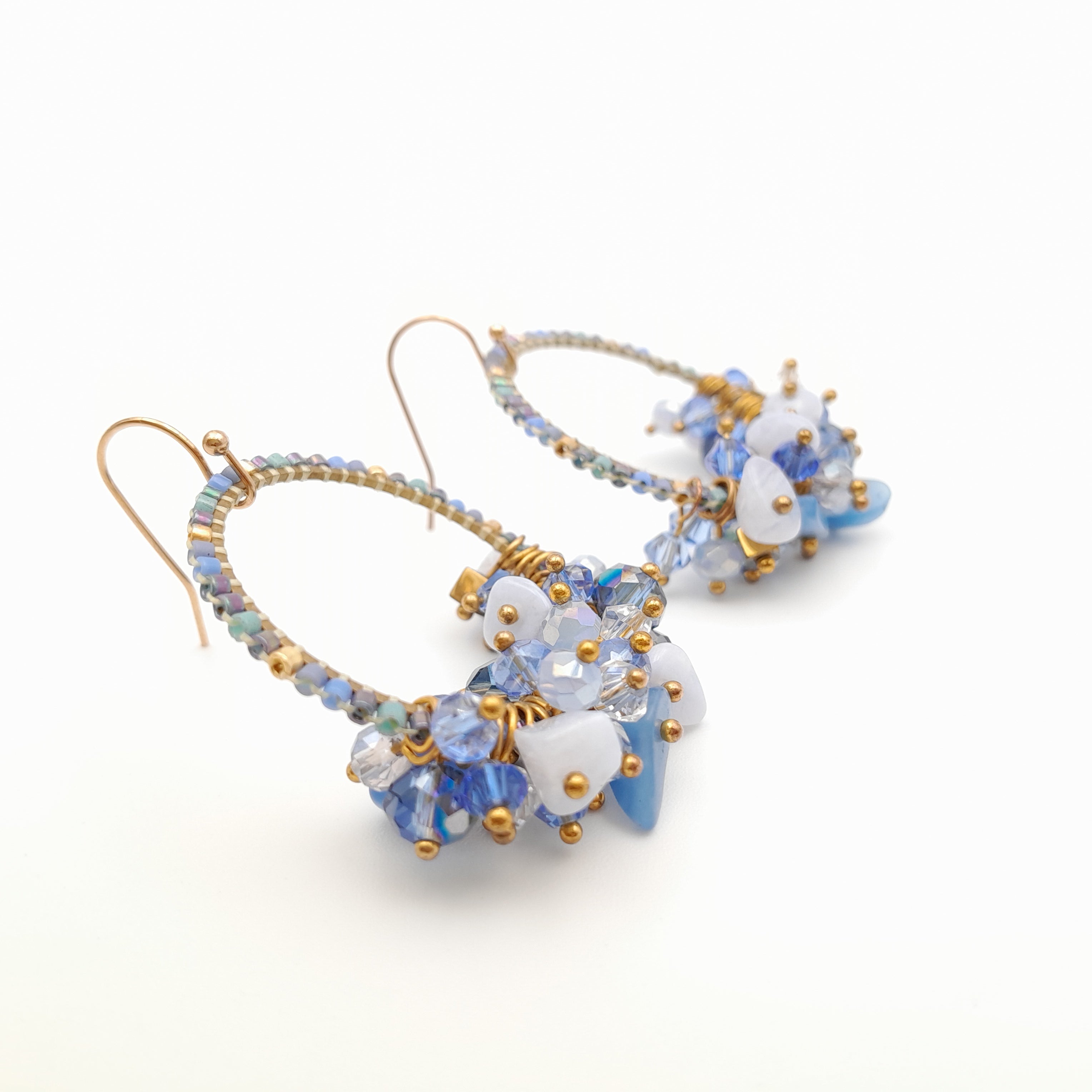 Miyuki Hoop Crystal Earrings - Lavender