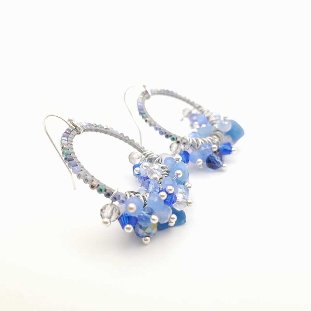 Miyuki Hoop Crystal Earrings - Lavender