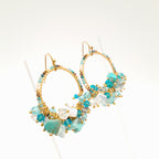 Miyuki Hoop Crystal Earrings - Turquoise
