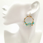 Miyuki Hoop Crystal Earrings - Turquoise
