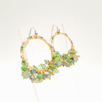 Miyuki Hoop Crystal Earrings - Sage