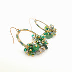 Miyuki Hoop Crystal Earrings - Emerald