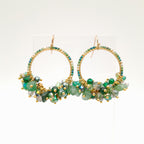 Miyuki Hoop Crystal Earrings - Emerald