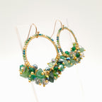 Miyuki Hoop Crystal Earrings - Emerald