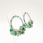Miyuki Hoop Crystal Earrings - Emerald